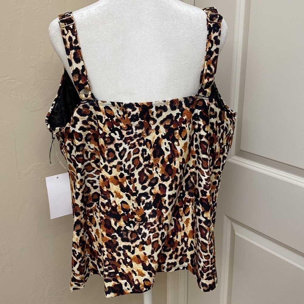 NWT Swimsuits for all Tankini Top Womens 24 leopard print adjustable padded bra - Picture 4 of 8